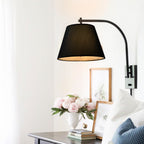 Set of 2 Small Empire Lamp Shades – Black Velvet, 5.9" x 9.84" x 6.9", Replacement for Table Lamps, Fits E26 Socket with Fixing Ring (Not for UNO Fitting)