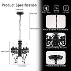 4-Light Crystal Chandelier with Adjustable Chain, E12 Candelabra Acrylic Pendant Light for Bedroom, Dining Room & Living Room