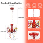 4-Light Crystal Chandelier with Adjustable Chain, E12 Candelabra Acrylic Pendant Light for Bedroom, Dining Room & Living Room