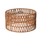 Boho Lamp Shade – Handwoven Hemp Rope Drum Shade, 12.4" x 6.7", Brown Light Cover for E26 Sockets with Fixing Ring – Rustic Light Shade for Pendant, Ceiling, or Floor Lamps