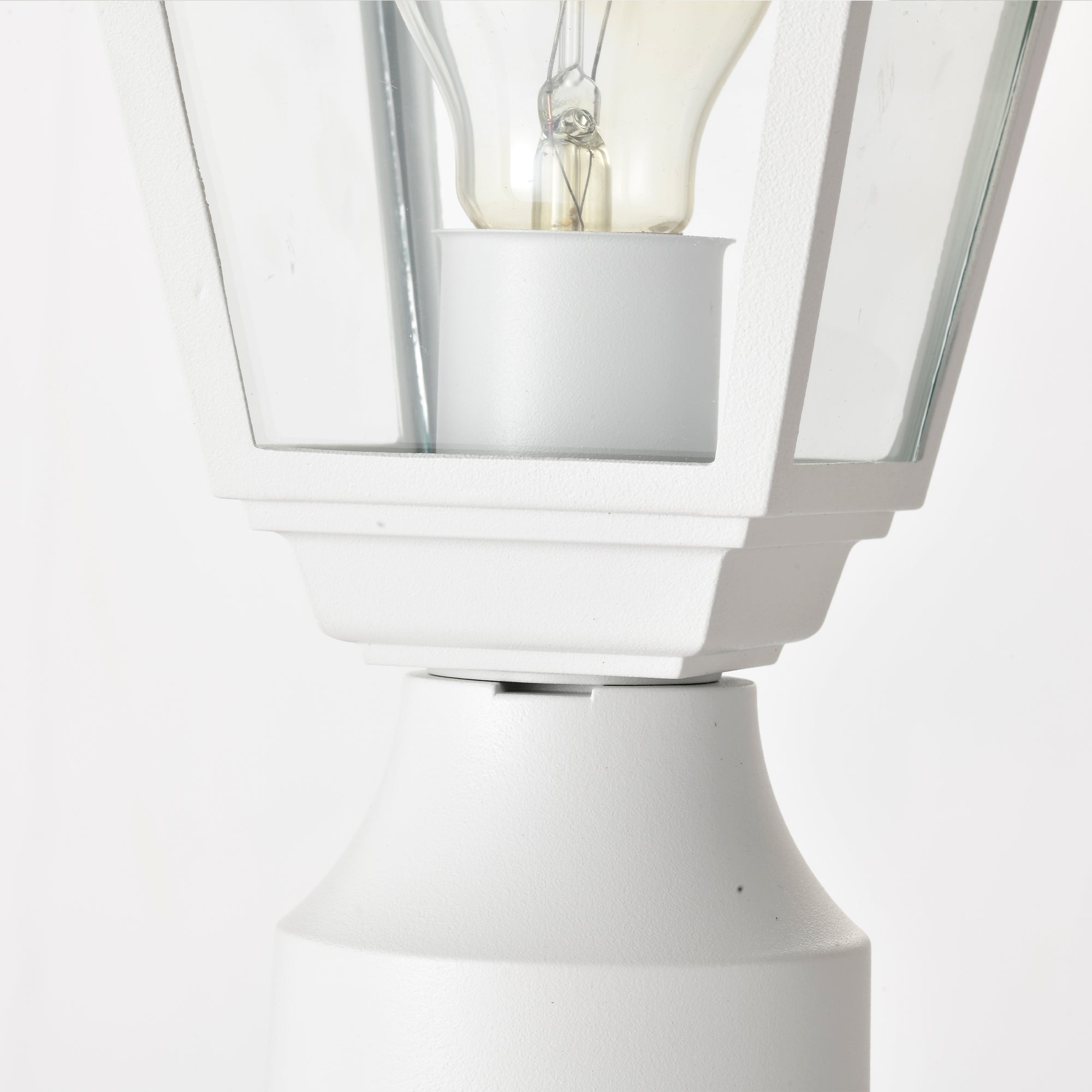 2 Pack White Outdoor Post Light with Clear Glass Shade, Traditional Pier Mount Lantern