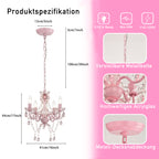 4-Light Crystal Chandelier with Adjustable Chain, E12 Candelabra Acrylic Pendant Light for Bedroom, Dining Room & Living Room