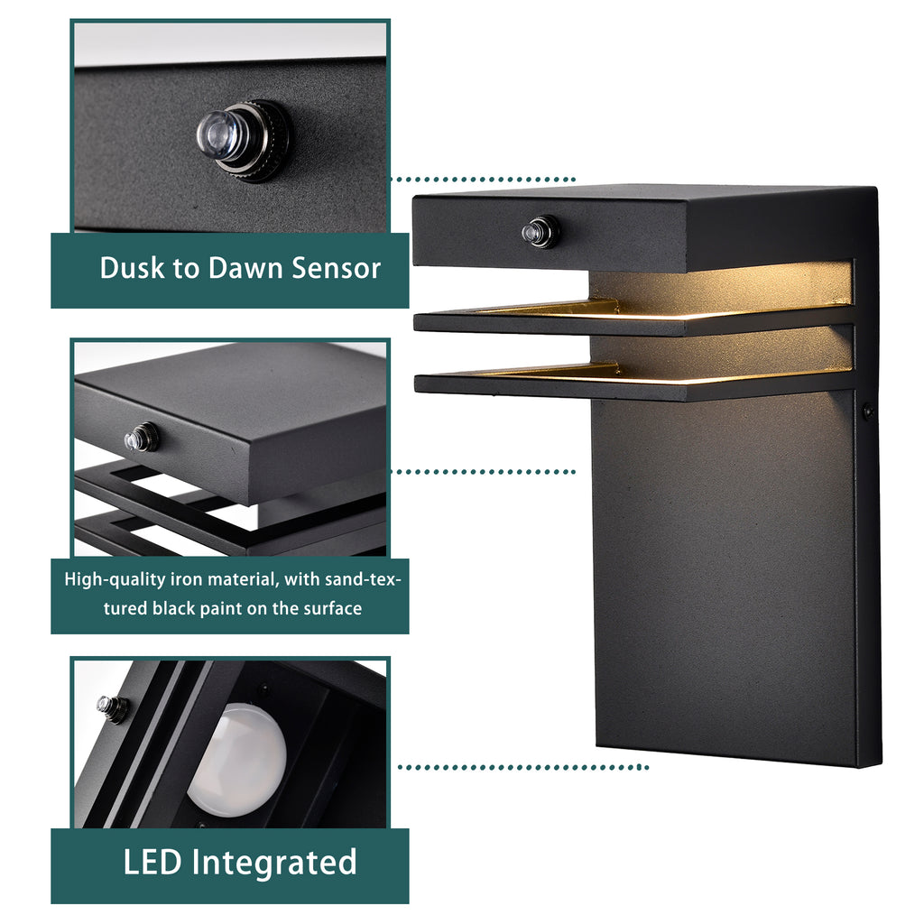 Modern LED Outdoor Wall Light Fixture 1 Pack - Dusk to Dawn Sensor