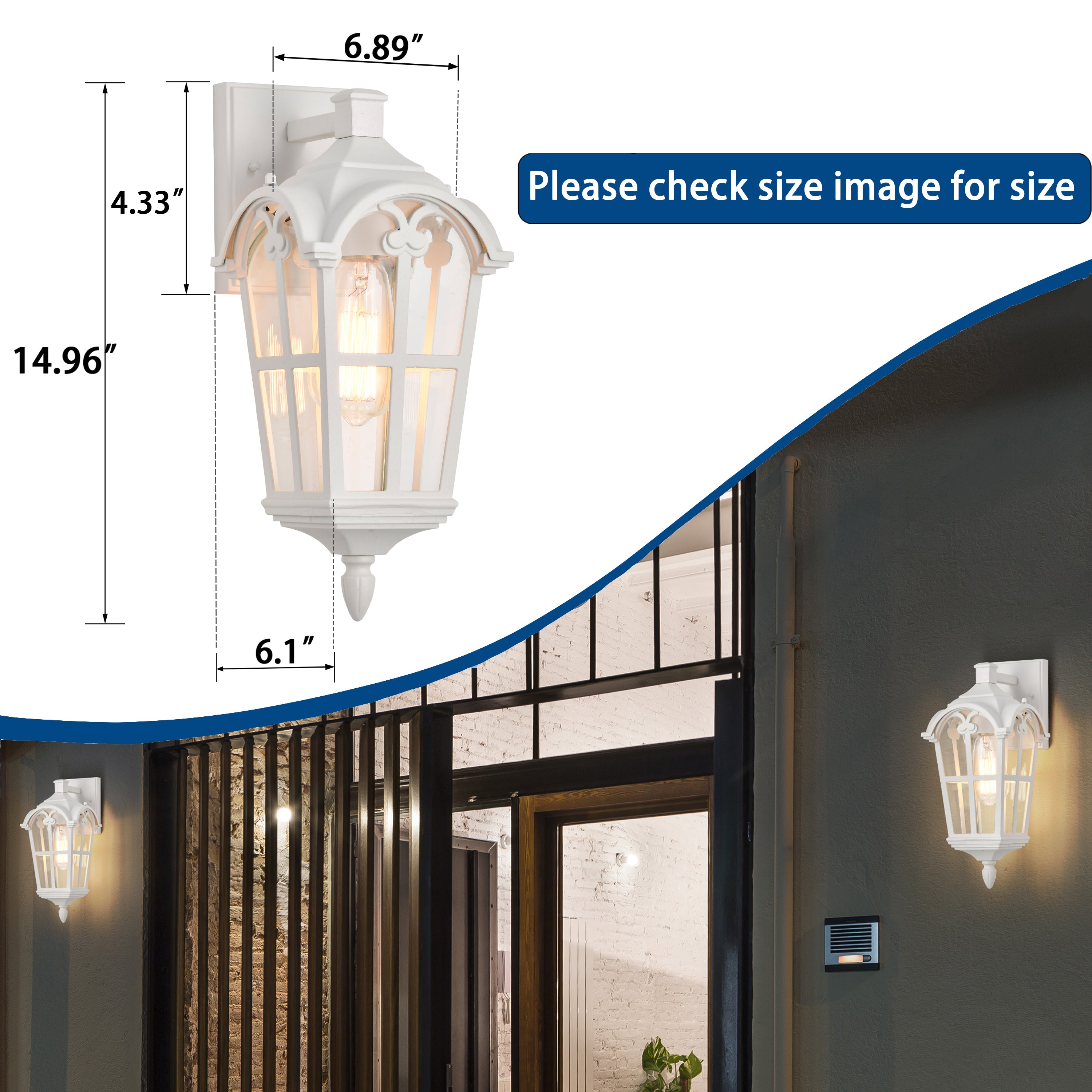 White Modern Outdoor Wall Light Clear Glass Exterior Light Fixture