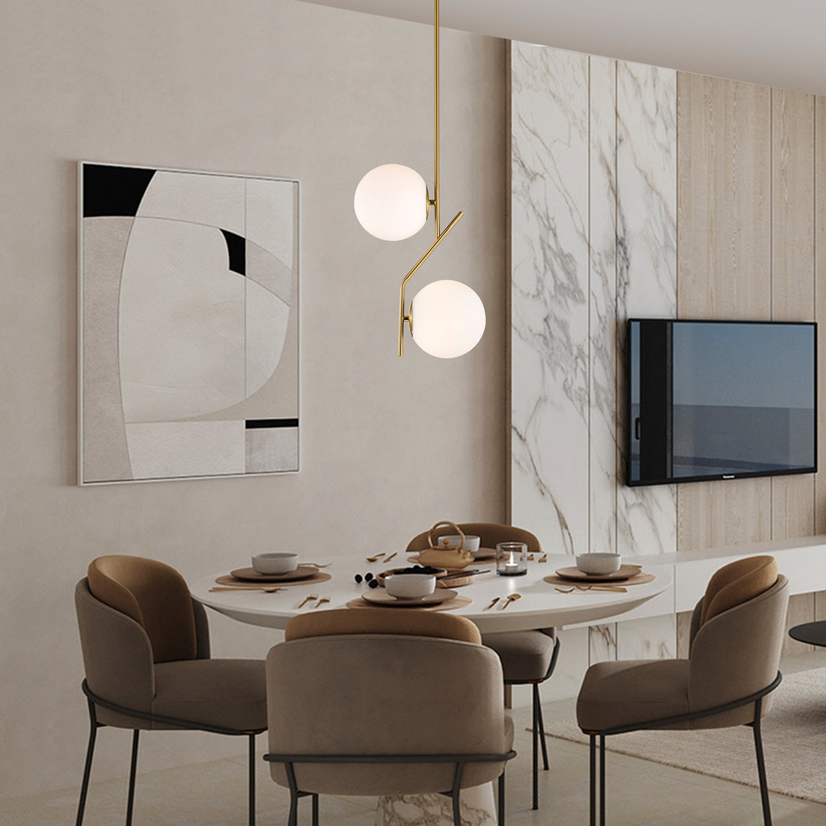 Pendant Lights for Kitchen Island Glass Globe Pendant Lighting with 18cm lampshade Mid Century Modern Pendant Light Gold