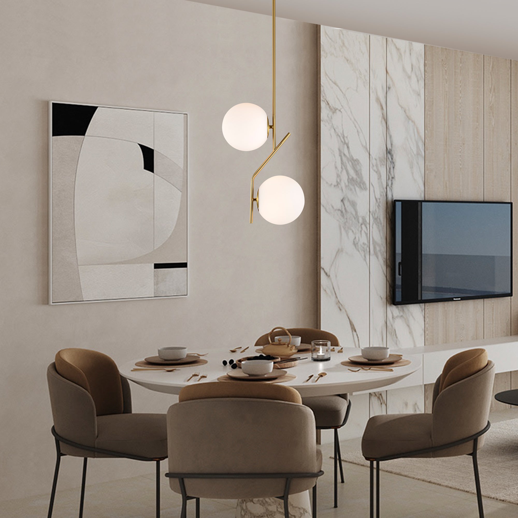 Pendant Lights for Kitchen Island Glass Globe Pendant Lighting with 18cm lampshade Mid Century Modern Pendant Light Gold