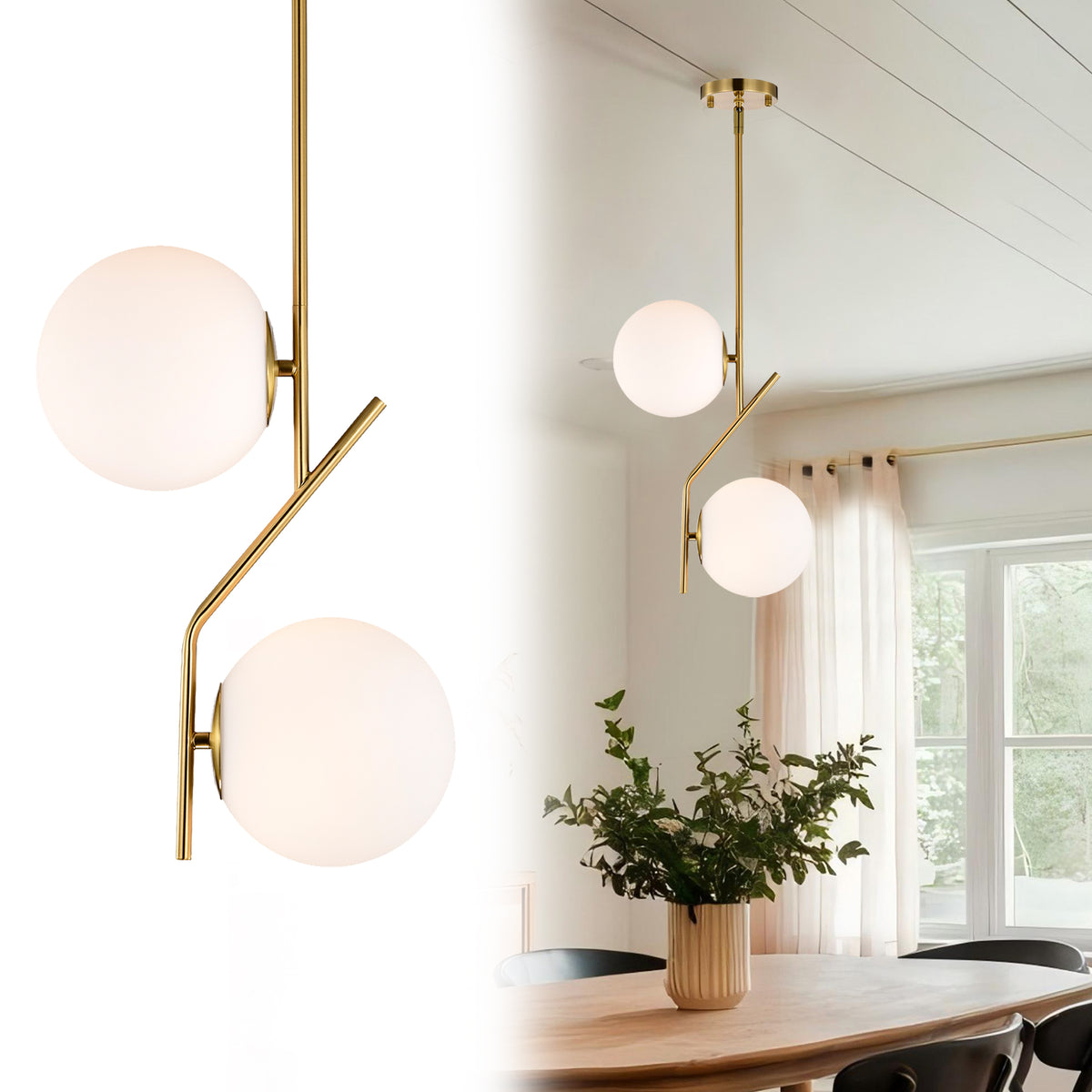 Pendant Lights for Kitchen Island Glass Globe Pendant Lighting with 18cm lampshade Mid Century Modern Pendant Light Gold