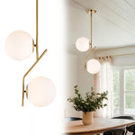 Gold Pendant Lights for Kitchen Island Opal Glass Globe Pendant Lighting with 18cm lampshade Mid Century Modern Pendant Light for Dining Room