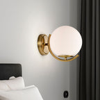 Mid Century Modern Gold Wall Sconces Gold Wall Lights For Bathroom With 180mm Large Glass Lampshade