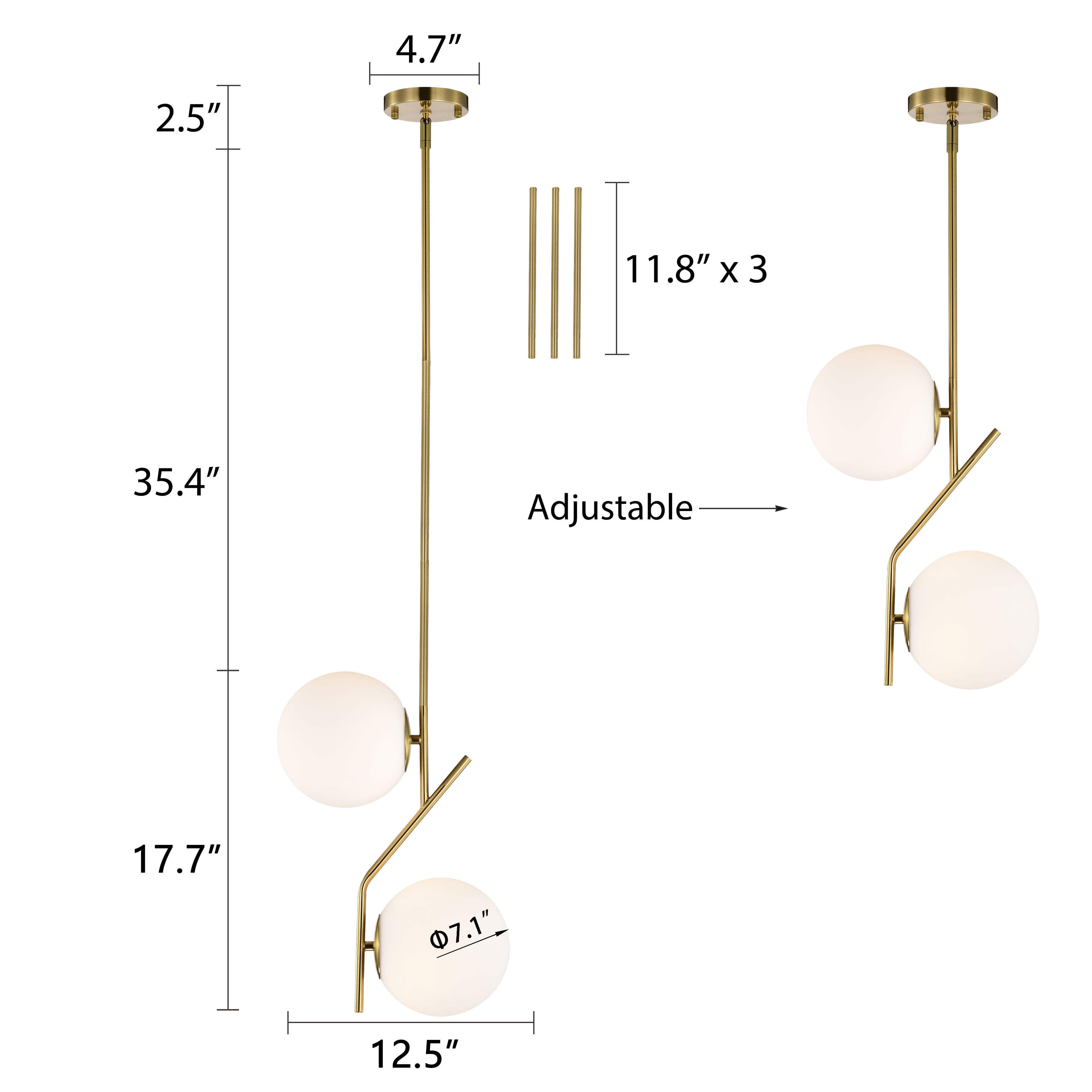 Pendant Lights for Kitchen Island Glass Globe Pendant Lighting with 18cm lampshade Mid Century Modern Pendant Light Gold