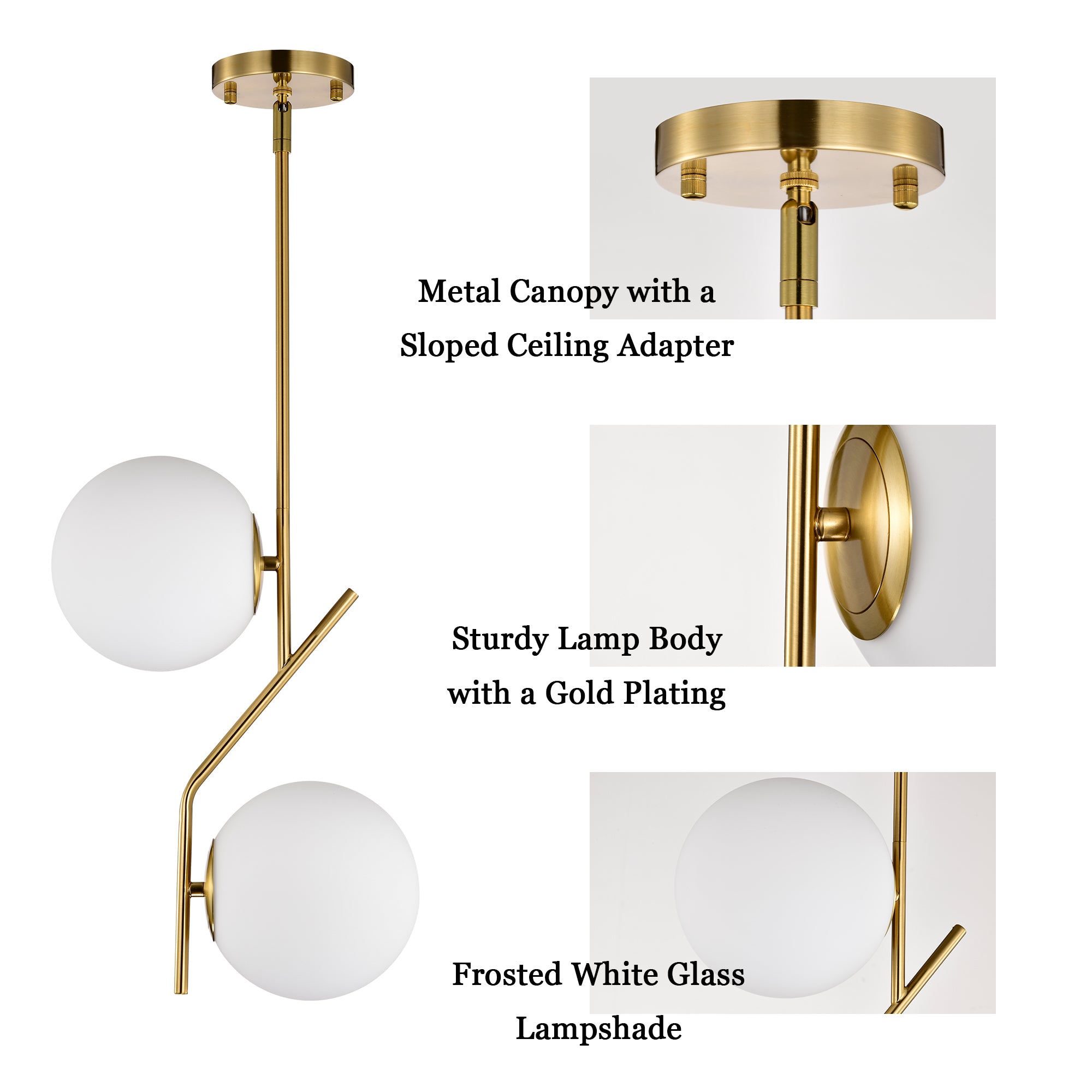Pendant Lights for Kitchen Island Glass Globe Pendant Lighting with 18cm lampshade Mid Century Modern Pendant Light Gold