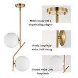 Gold Pendant Lights for Kitchen Island Opal Glass Globe Pendant Lighting with 18cm lampshade Mid Century Modern Pendant Light for Dining Room