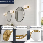 Mid Century Modern Gold Wall Sconces Gold Wall Lights For Bathroom With 180mm Large Glass Lampshade