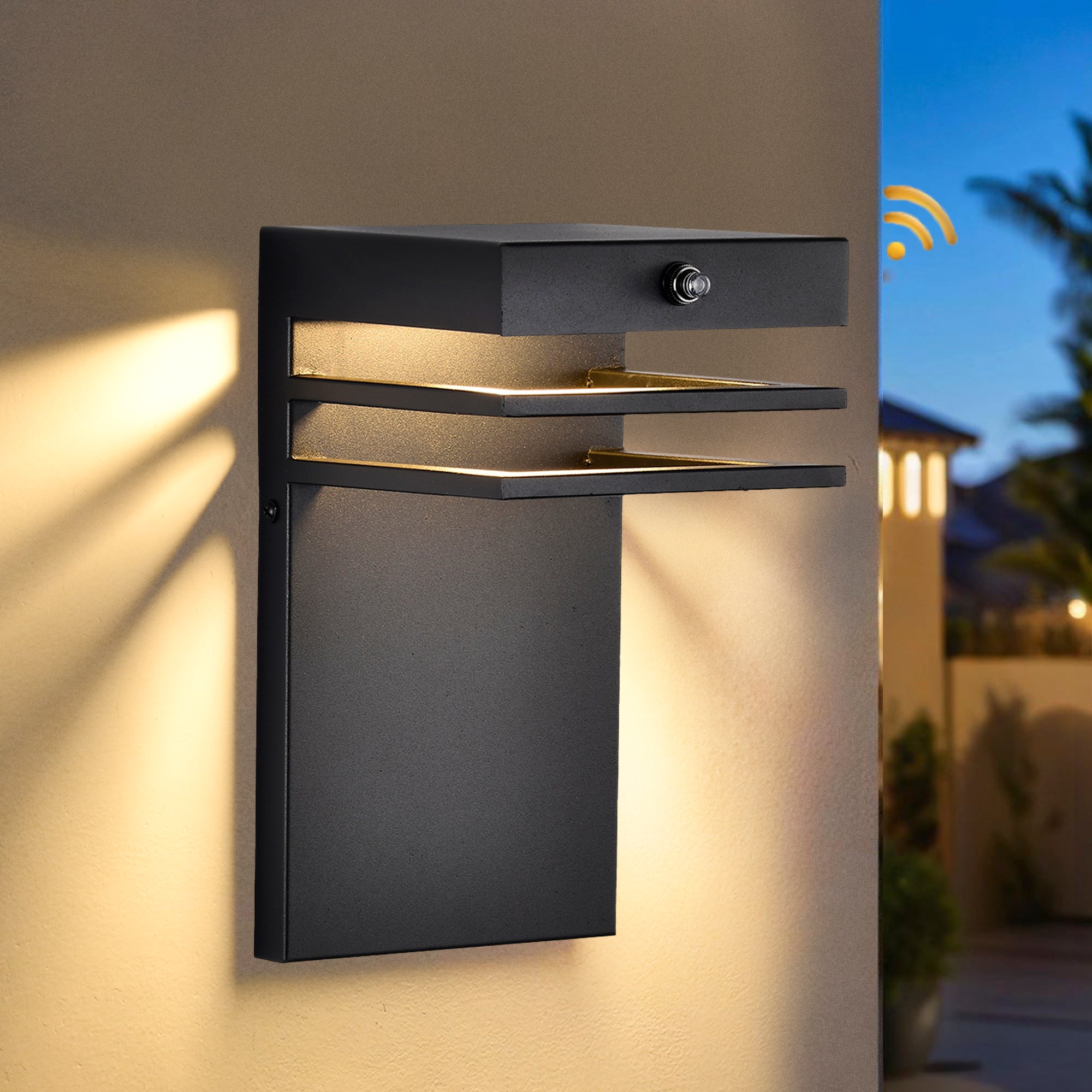 Modern LED Outdoor Wall Light Fixture 1 Pack - Dusk to Dawn Sensor