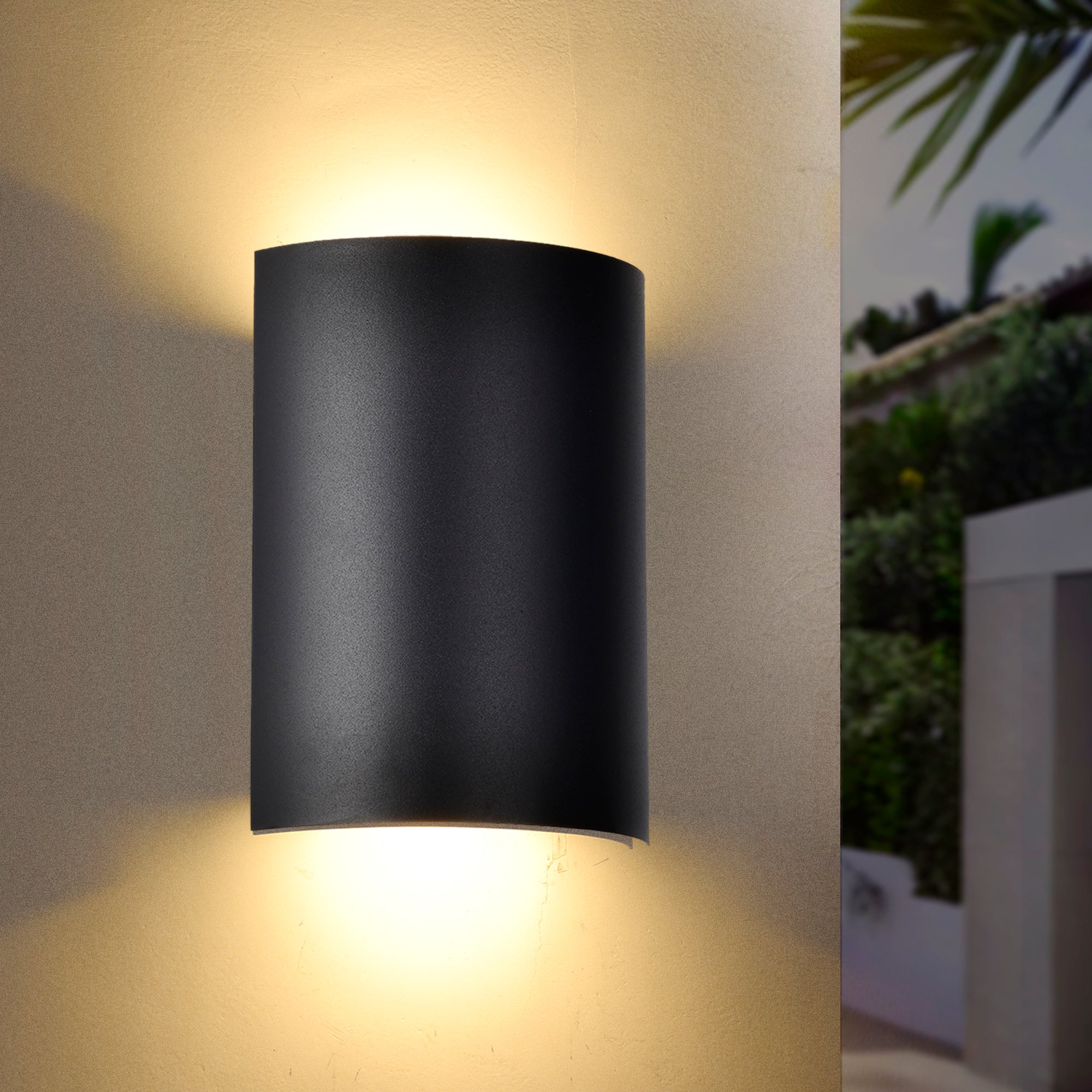 Modern Outdoor LED Wall Sconce, 5W Up & Down Light, Black Waterproof Exterior Wall Light, 3000K Warm White, Integrated LED