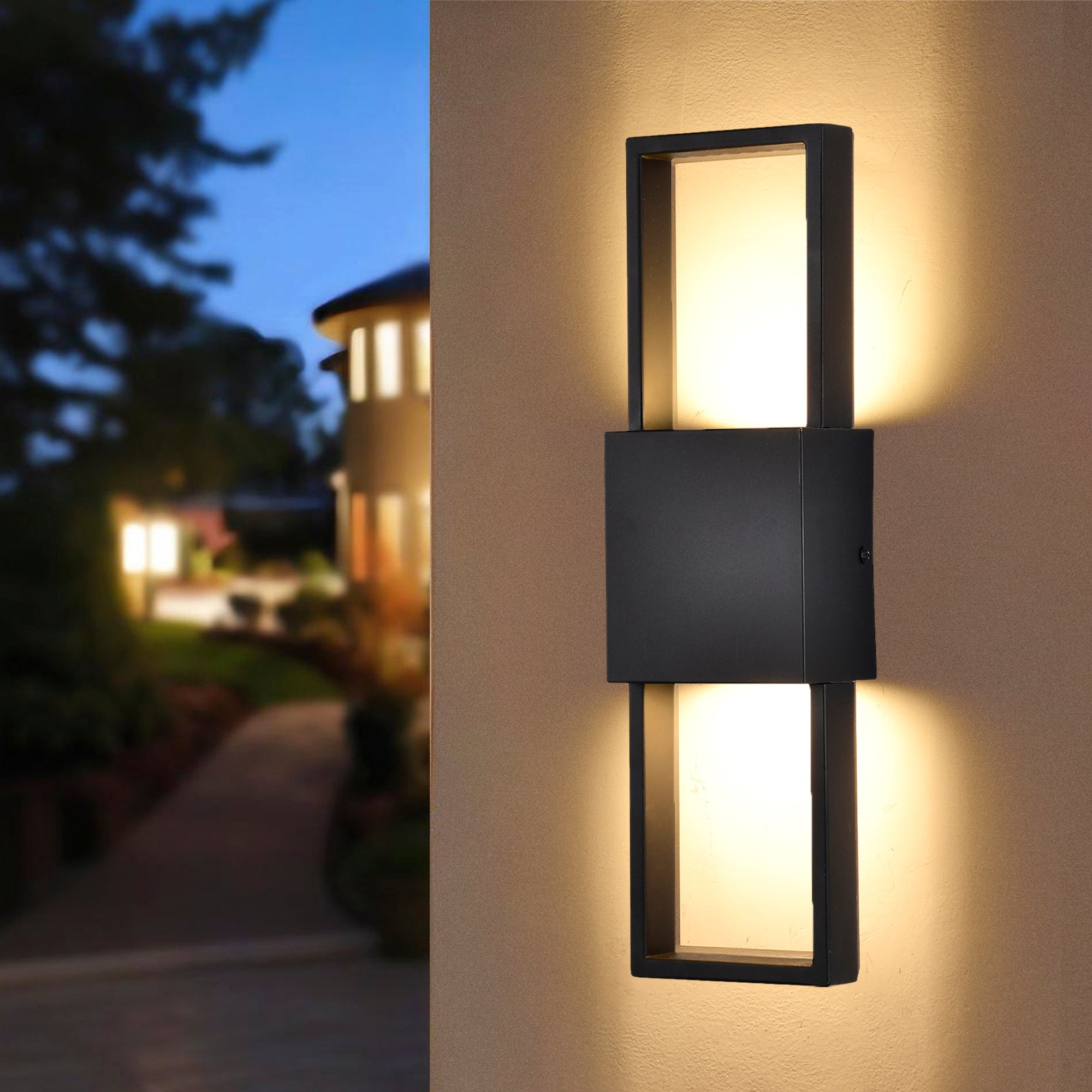 Outdoor Wall Sconce, Modern Up and Down LED Wall Light for Front Door, Garage