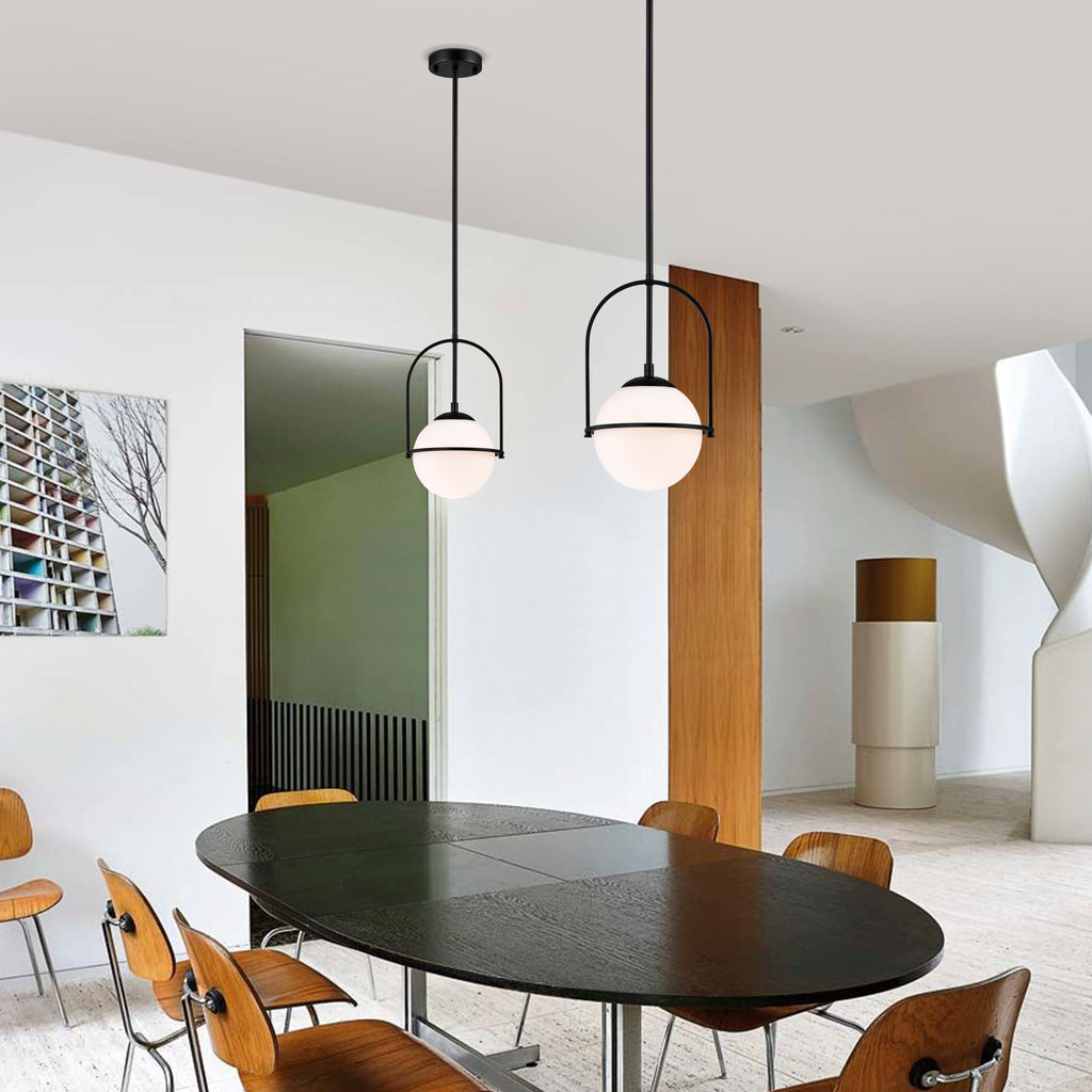 Black Pendant Light Fixtures Cream White Glass Pendant 2-Light Globe Pendant Light Modern Pendant Lights Kitchen Island Mid Century Chandelier