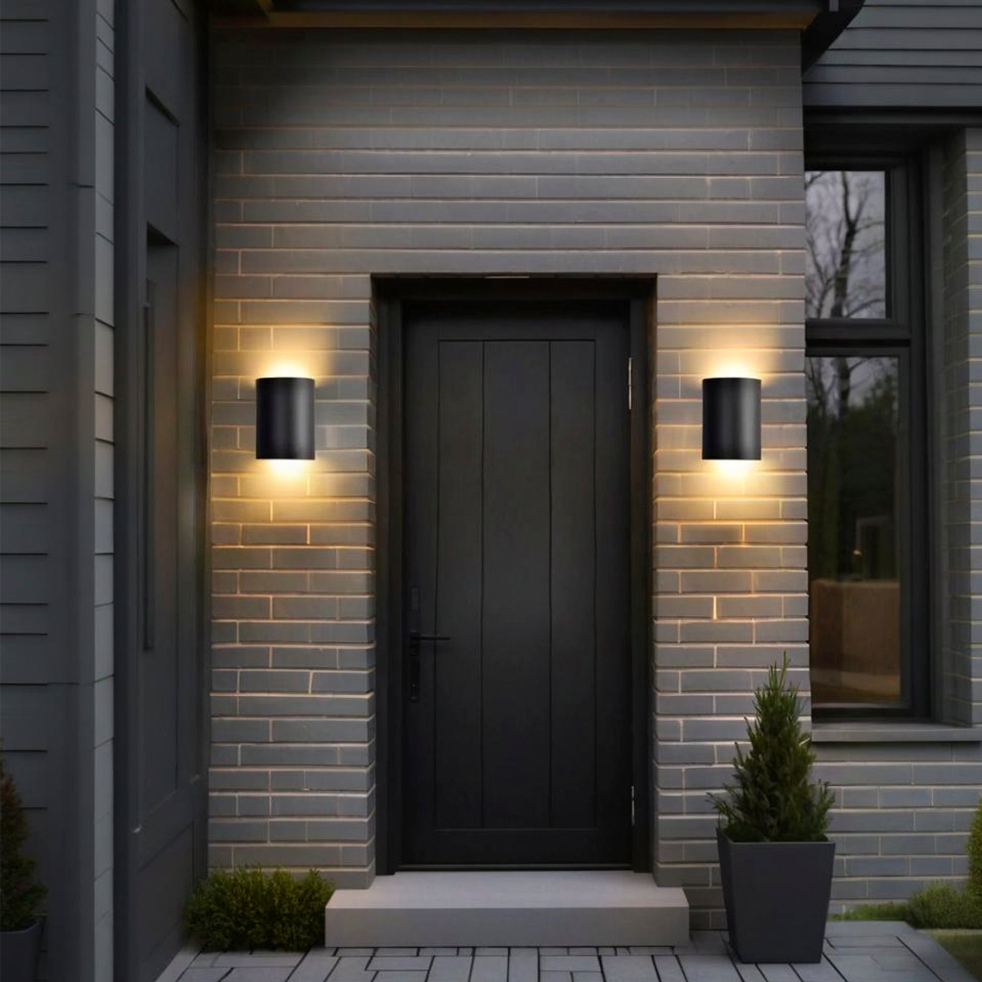 Modern Outdoor LED Wall Sconce, 5W Up & Down Light, Black Waterproof Exterior Wall Light, 3000K Warm White, Integrated LED
