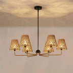 Rattan Clip On Lamp Shades for Candelabra Bulbs, 6 Pack Natural Woven Lampshades for Chandelier & Wall Sconce