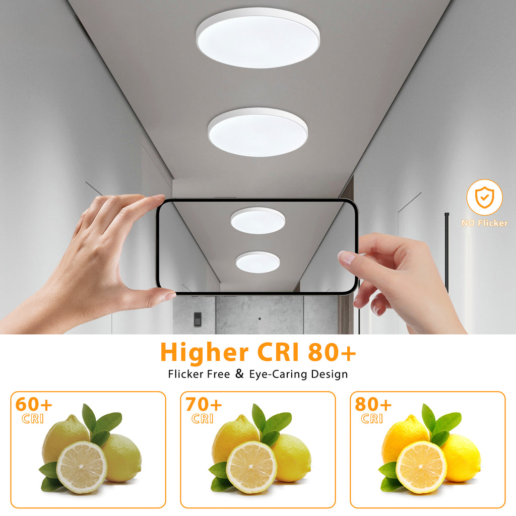 LED Flush Mount Ceiling Light, Ultra-Thin 12 Inch, 2700LM 6000K