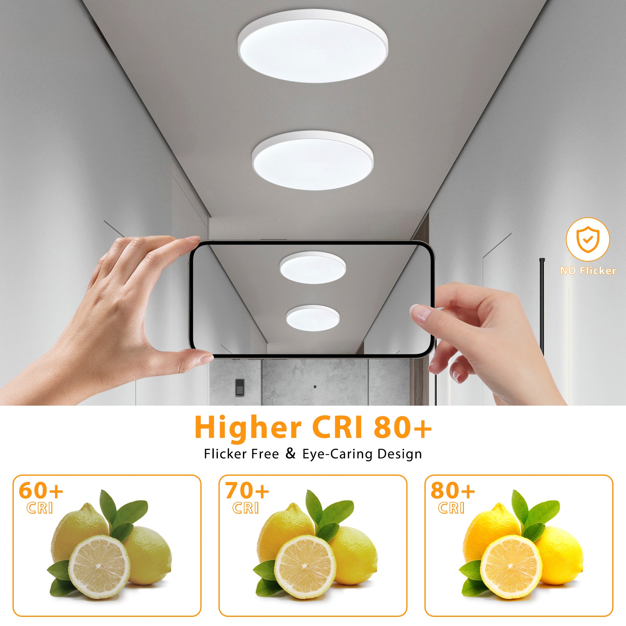 LED Flush Mount Ceiling Light, Ultra-Thin 12 Inch, 2700LM 6000K