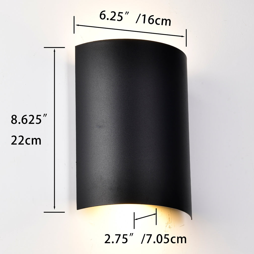 Modern Outdoor LED Wall Sconce, 5W Up & Down Light, Black Waterproof Exterior Wall Light, 3000K Warm White, Integrated LED
