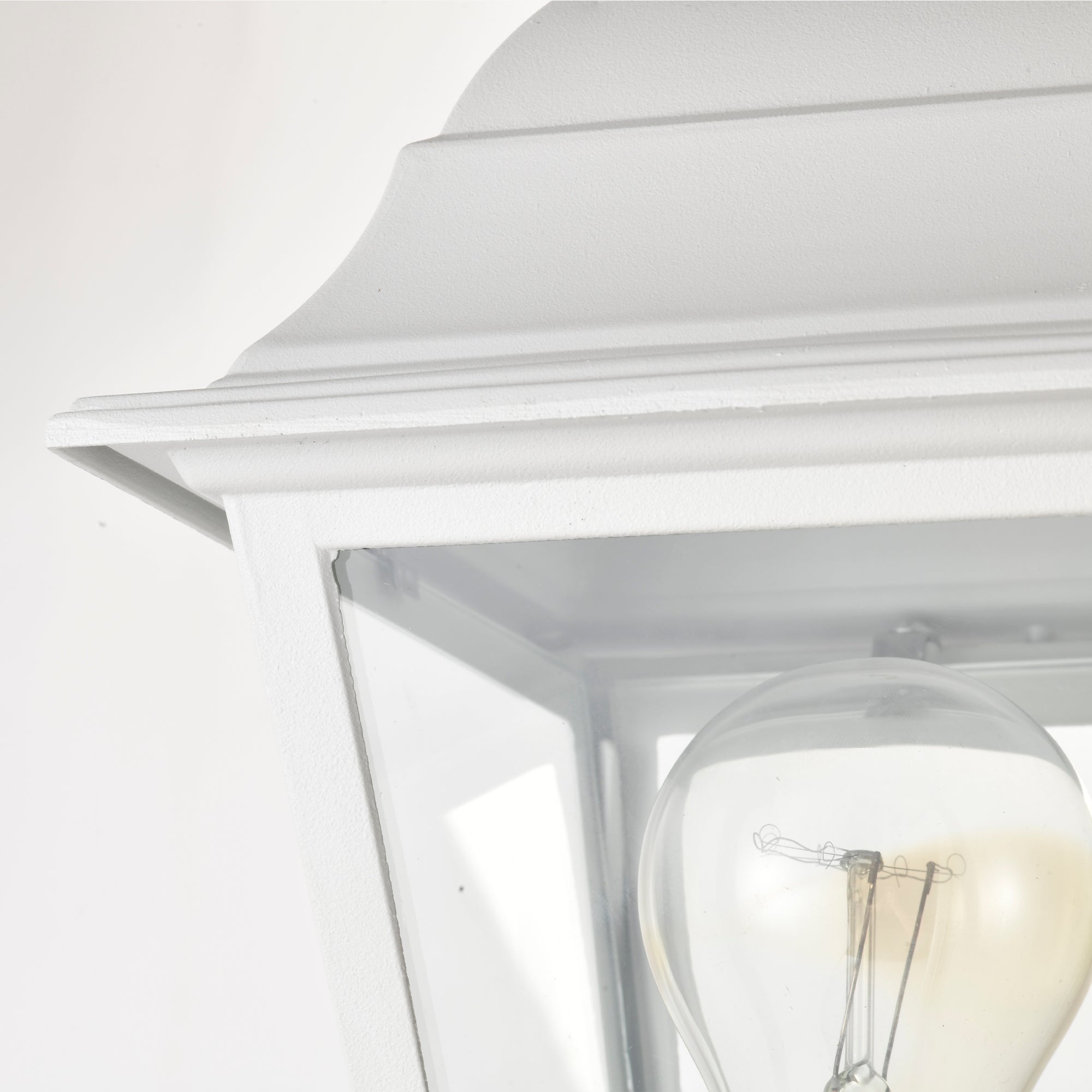 2 Pack White Outdoor Post Light with Clear Glass Shade, Traditional Pier Mount Lantern