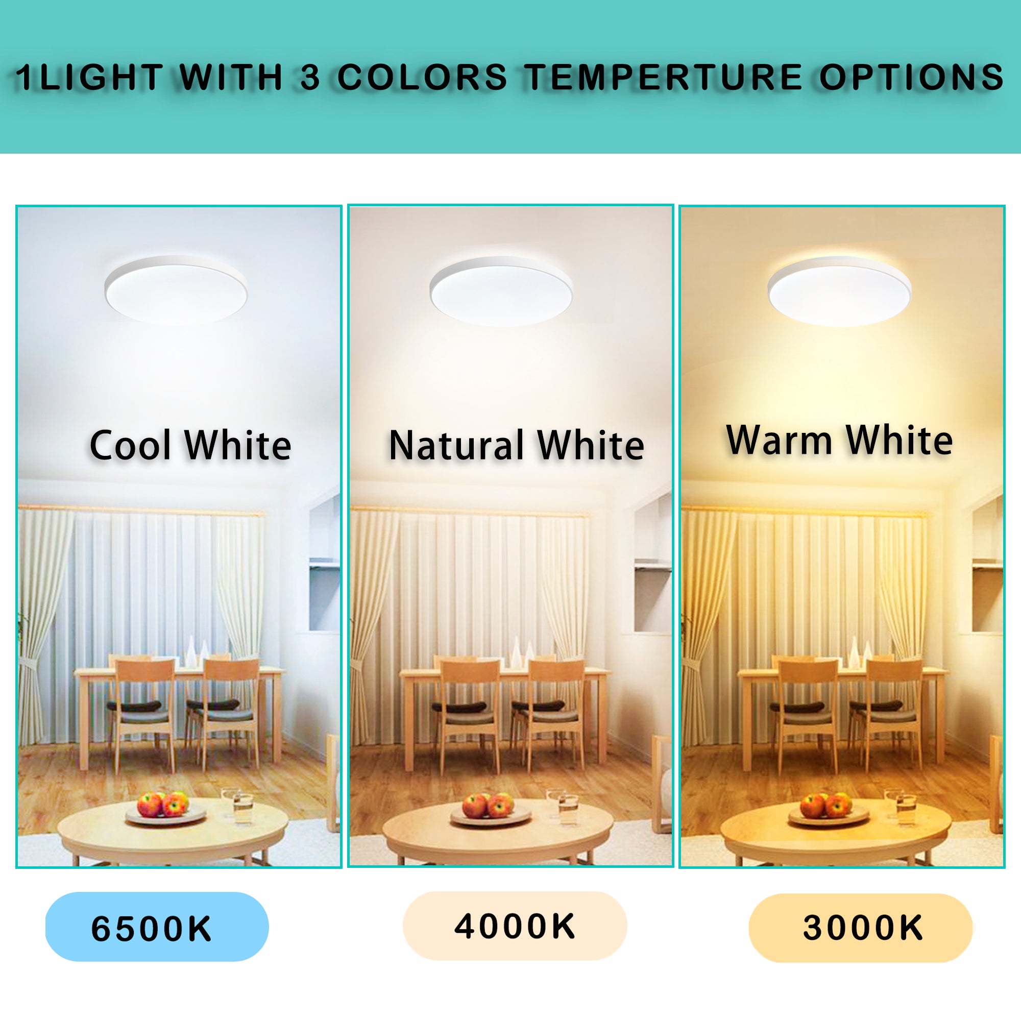 LED Flush Mount Ceiling Light, Ultra-Thin 12 Inch, 2700LM 6000K