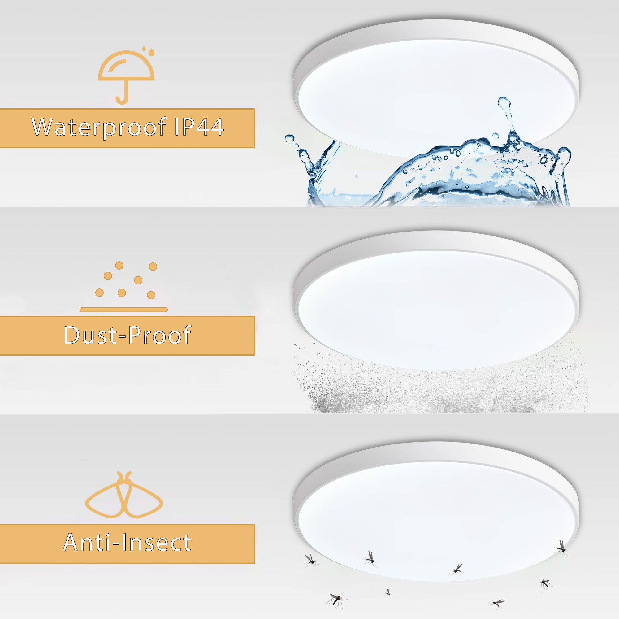 LED Flush Mount Ceiling Light, Ultra-Thin 12 Inch, 2700LM 6000K