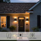 Modern Outdoor LED Wall Sconce, 5W Up & Down Light, Black Waterproof Exterior Wall Light, 3000K Warm White, Integrated LED
