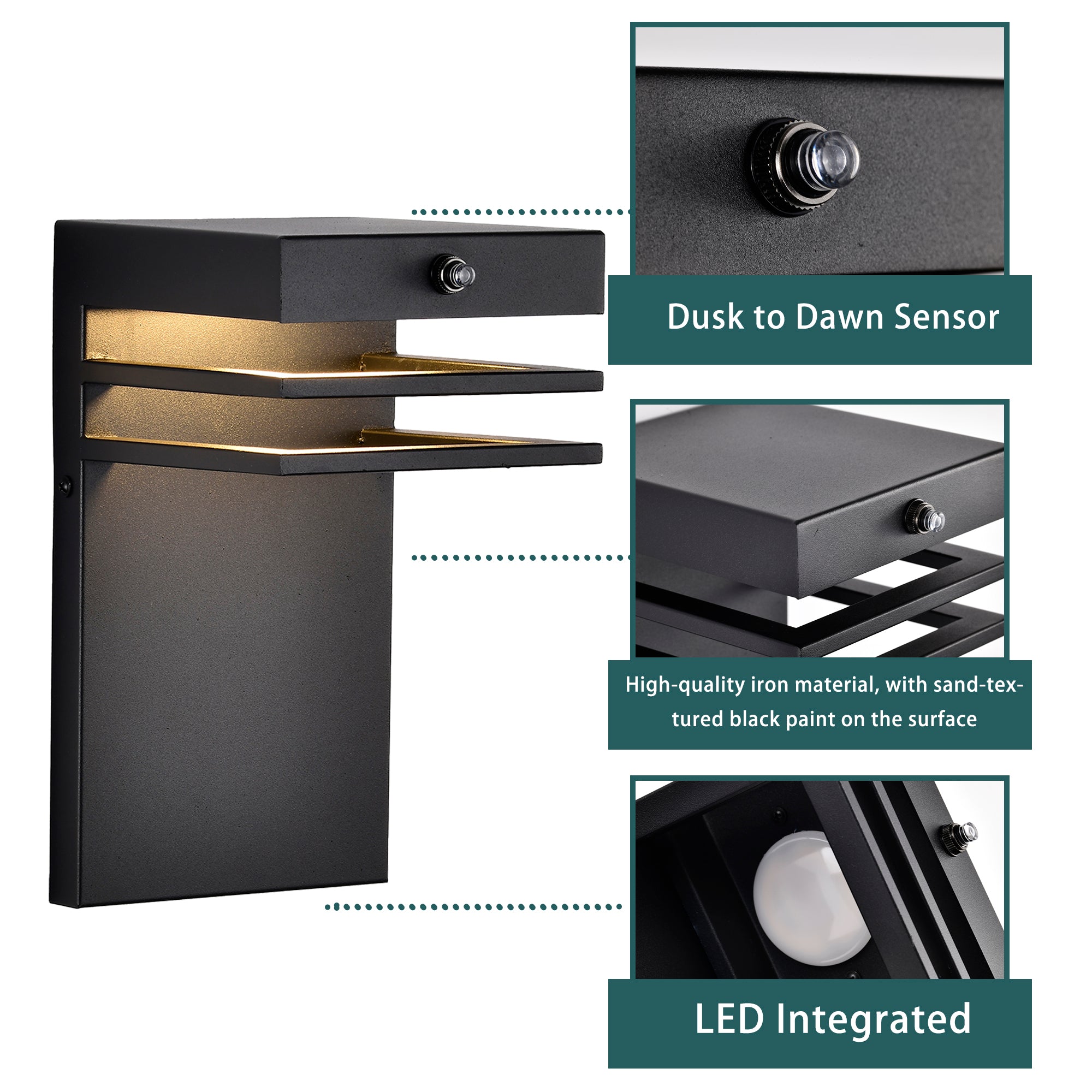 Modern outdoor wall light fixture dusk to dawn sensor 2 pack