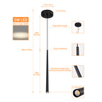 Mini LED Pendant Lights 2 Pack, 5W 3000K Warm White Black Hanging Lights for Kitchen Island & Bar Counter