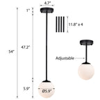 Pendant Light Fixture Milk Glass Globe Pendant Light 1-Light Black Pendant Lights Kitchen Island LED