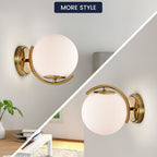 Mid Century Modern Gold Wall Sconces Gold Wall Lights For Bathroom With 180mm Large Glass Lampshade