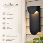 11.75" Integrated LED Outdoor Wall Light, Matte Black