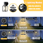 COTTAGE LIFE Motion Sensor Outdoor Wall Lights, Black Porch Lantern with Glass Shade, E26 Base, 2-Pack