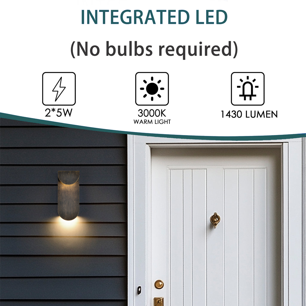 Modern Outdoor Wall Light 1 Pack, Dual LED Downward Wall Sconce for garage