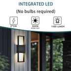Outdoor Wall Sconce, Modern Up and Down LED Wall Light for Front Door, Garage