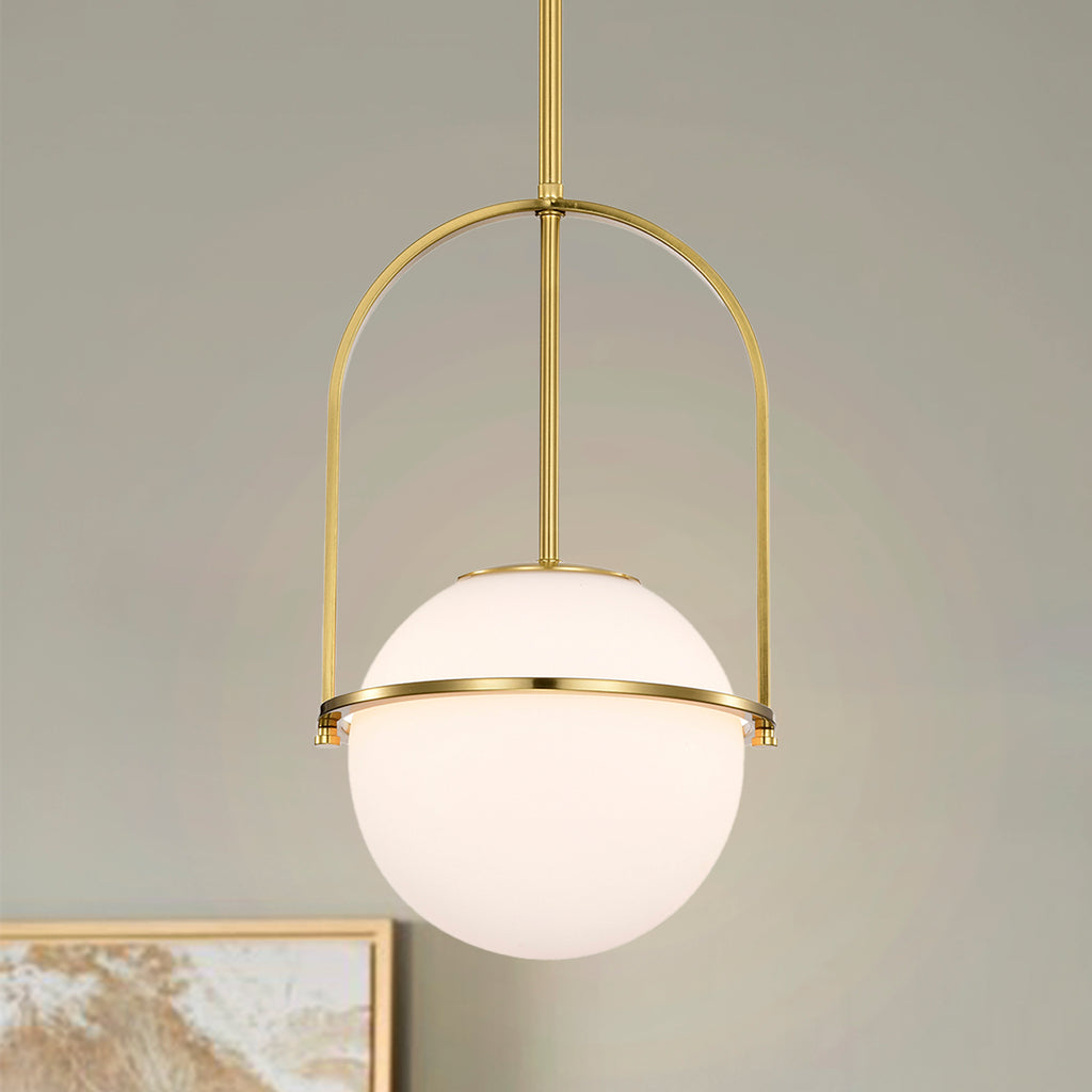 Modern Globe Pendant Light with Glass Shade, Height Adjustable E12 Hanging Light for Kitchen Island & Dining Room