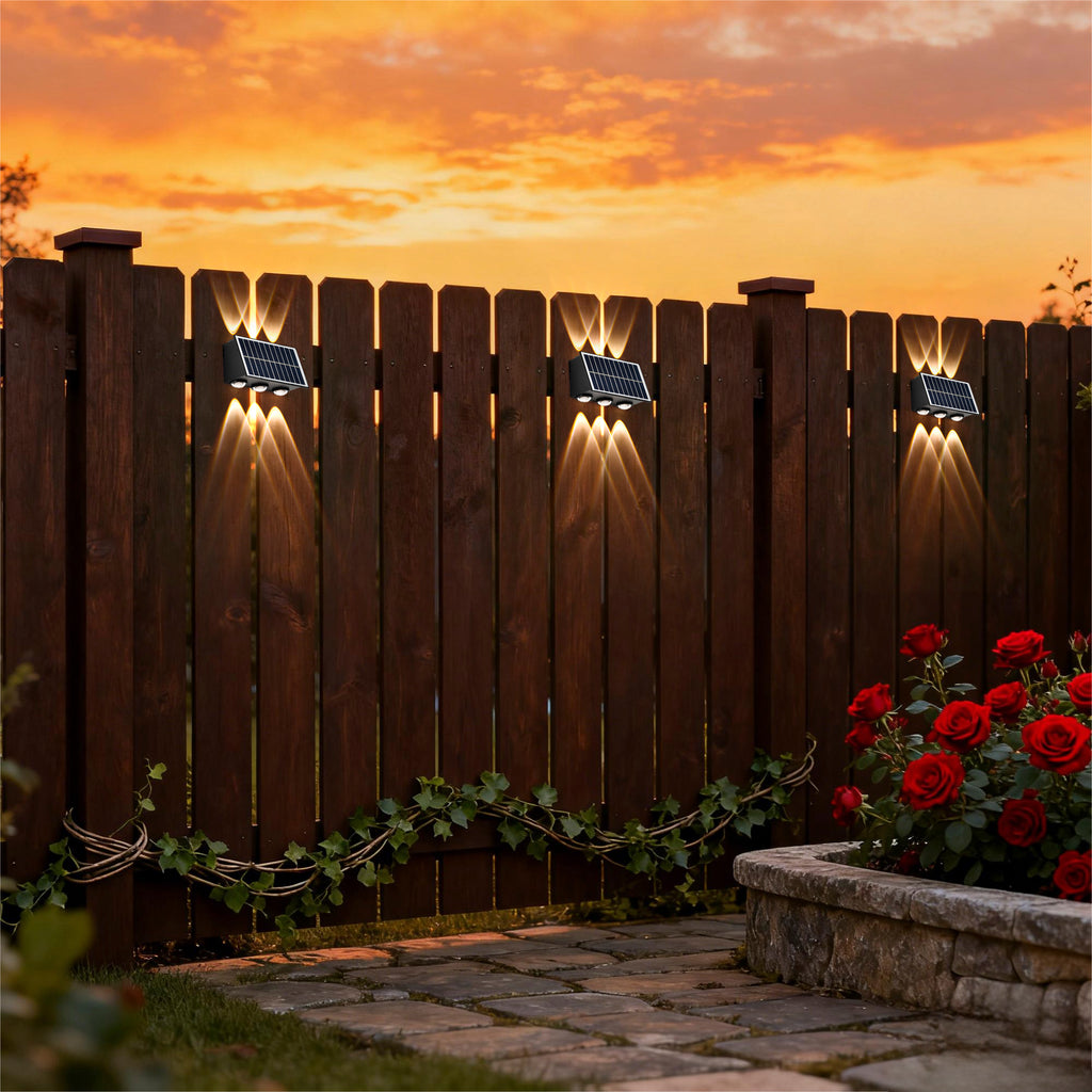 Small Solar Outdoor Wall Lights with Warm White Up & Down Lighting for Patio, Yard & Garden