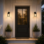 2 Pack Black Outdoor Wall Lanterns with Clear Glass, E26 Hardwired Porch Lights