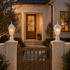 2 Pack White Outdoor Post Light with Clear Glass Shade, Traditional Pier Mount Lantern