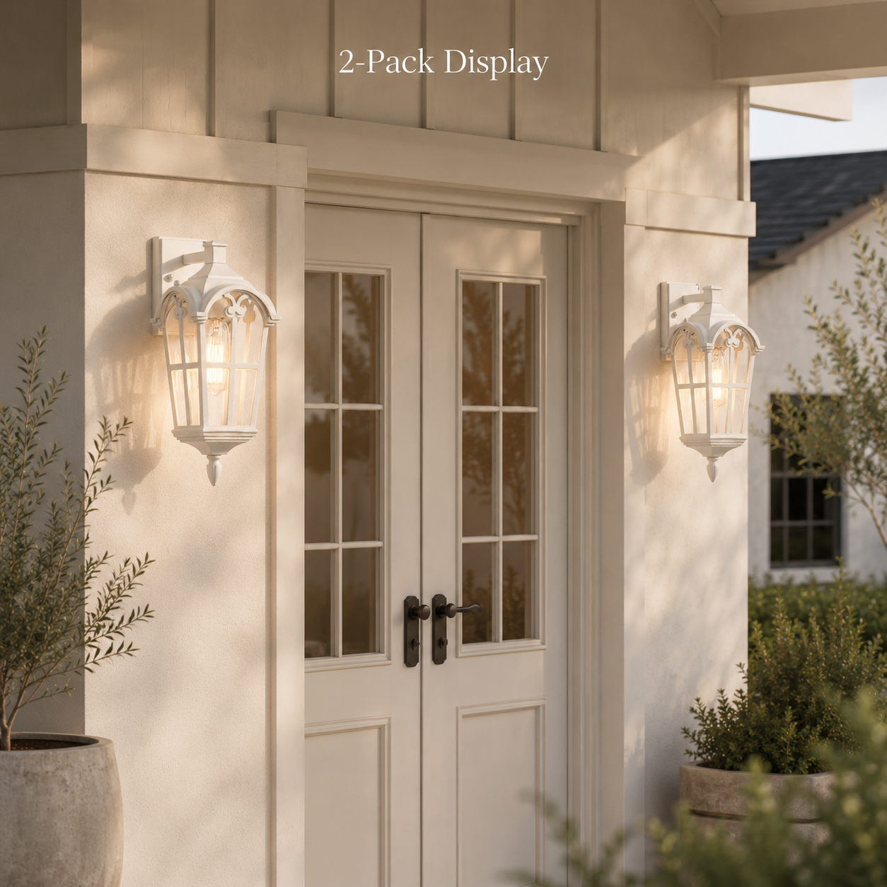 Traditional Outdoor Wall Lantern with Clear Glass, White