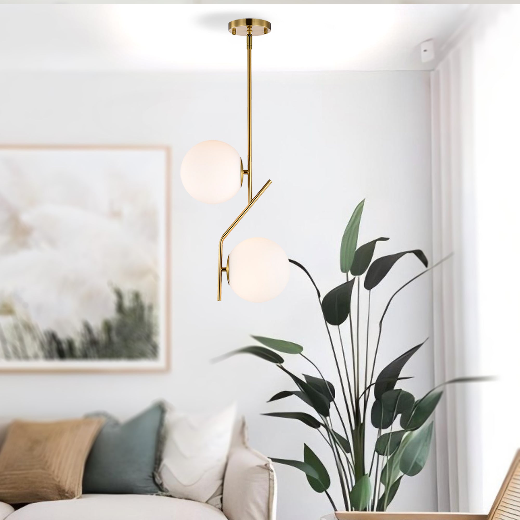 Pendant Lights for Kitchen Island Glass Globe Pendant Lighting with 18cm lampshade Mid Century Modern Pendant Light Gold