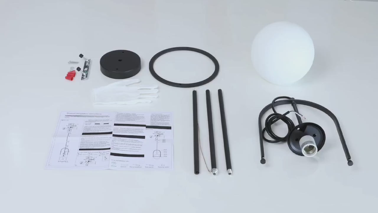 Black Pendant Light Fixtures Cream White Glass Pendant Light 1-Light Globe Pendant Light Modern Pendant Lights Kitchen Island Mid Century Chandelier