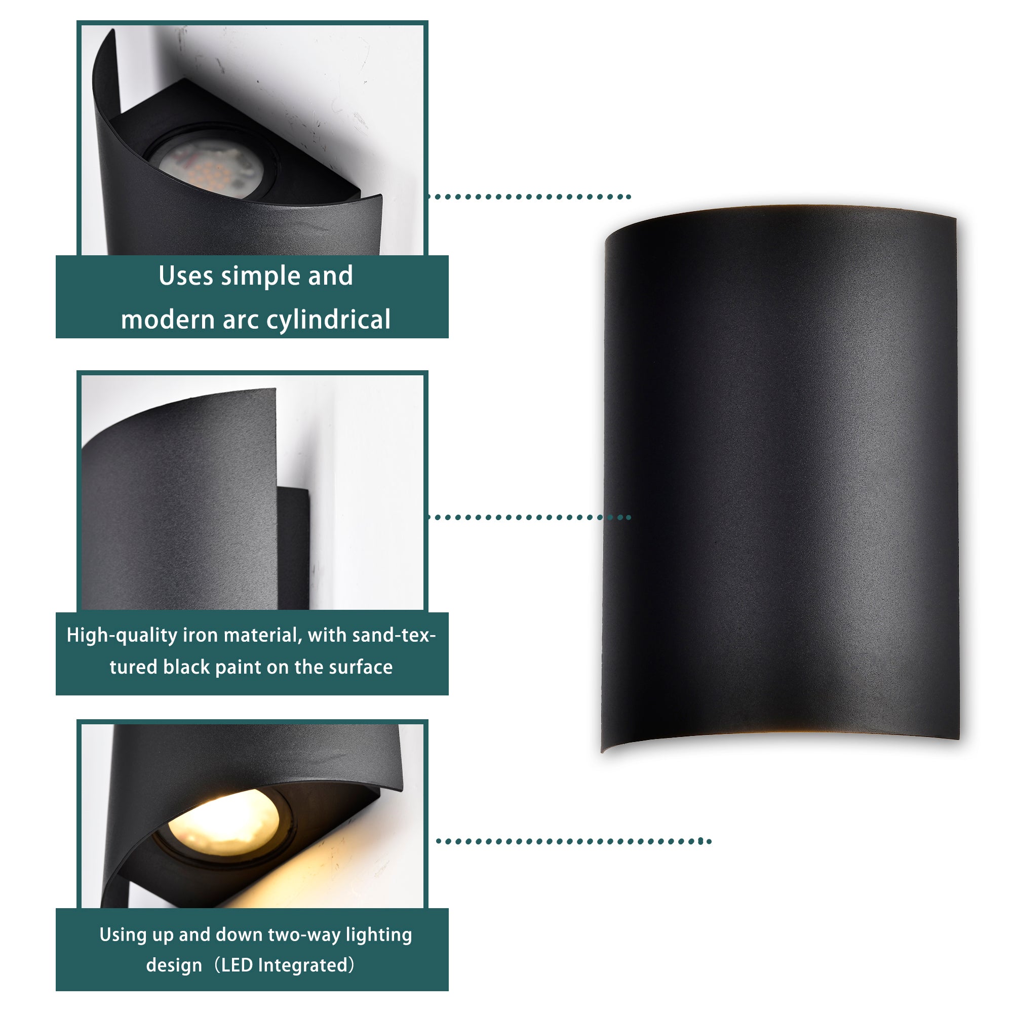 Modern Outdoor LED Wall Sconce, 5W Up & Down Light, Black Waterproof Exterior Wall Light, 3000K Warm White, Integrated LED