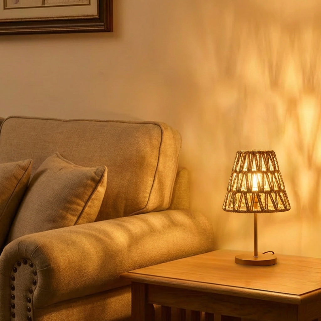 Rattan Clip On Lamp Shades for Candelabra Bulbs, 6 Pack Natural Woven Lampshades for Chandelier & Wall Sconce