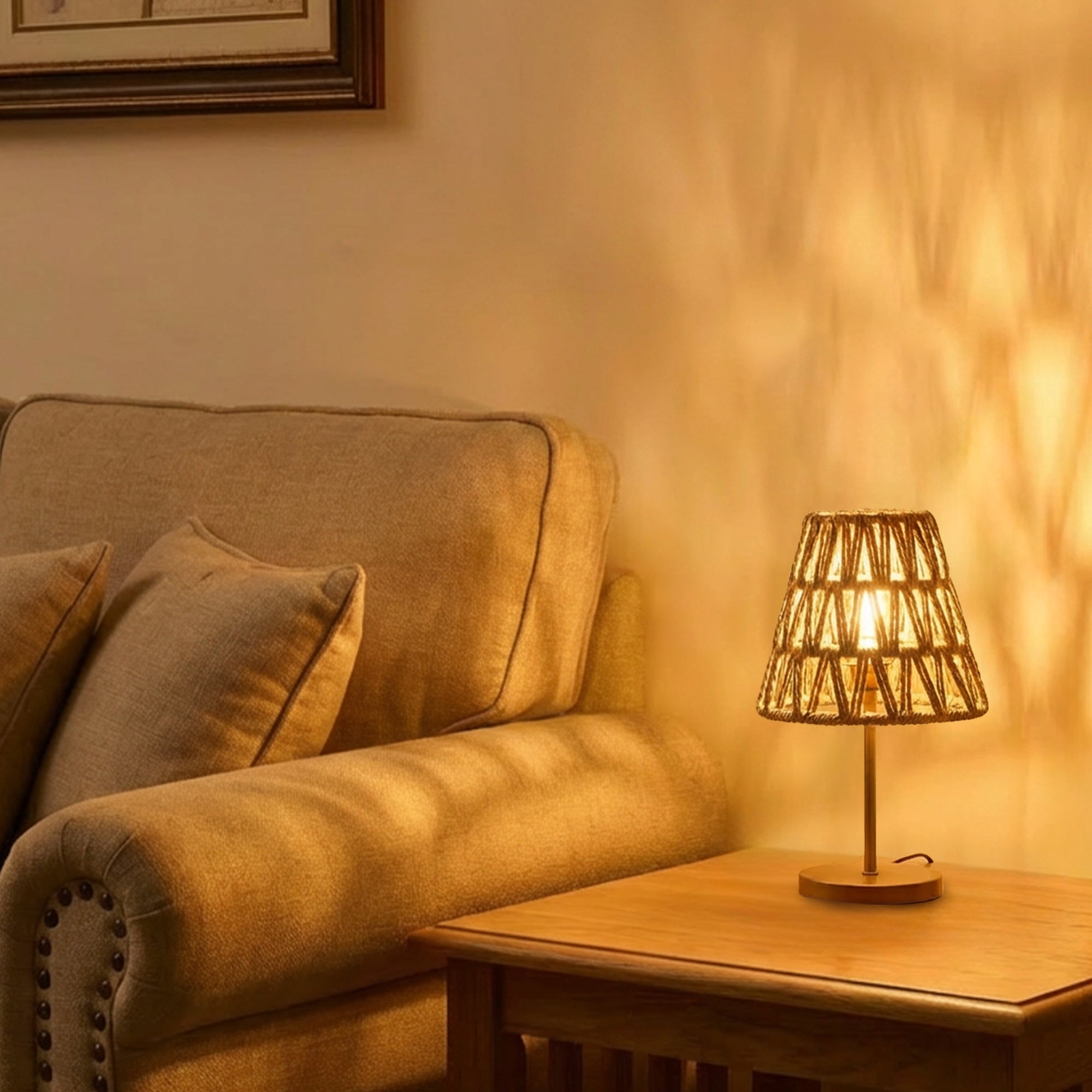 Rattan Clip On Lamp Shades for Candelabra Bulbs, 6 Pack Natural Woven Lampshades for Chandelier & Wall Sconce