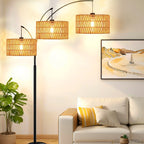 Boho Lamp Shade – Handwoven Hemp Rope Drum Shade, 12.4" x 6.7", Brown Light Cover for E26 Sockets with Fixing Ring – Rustic Light Shade for Pendant, Ceiling, or Floor Lamps