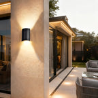 Modern Outdoor LED Wall Sconce, 5W Up & Down Light, Black Waterproof Exterior Wall Light, 3000K Warm White, Integrated LED